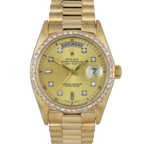 gold presidential rolex with diamond|rolex 18kt president 36mm watch.